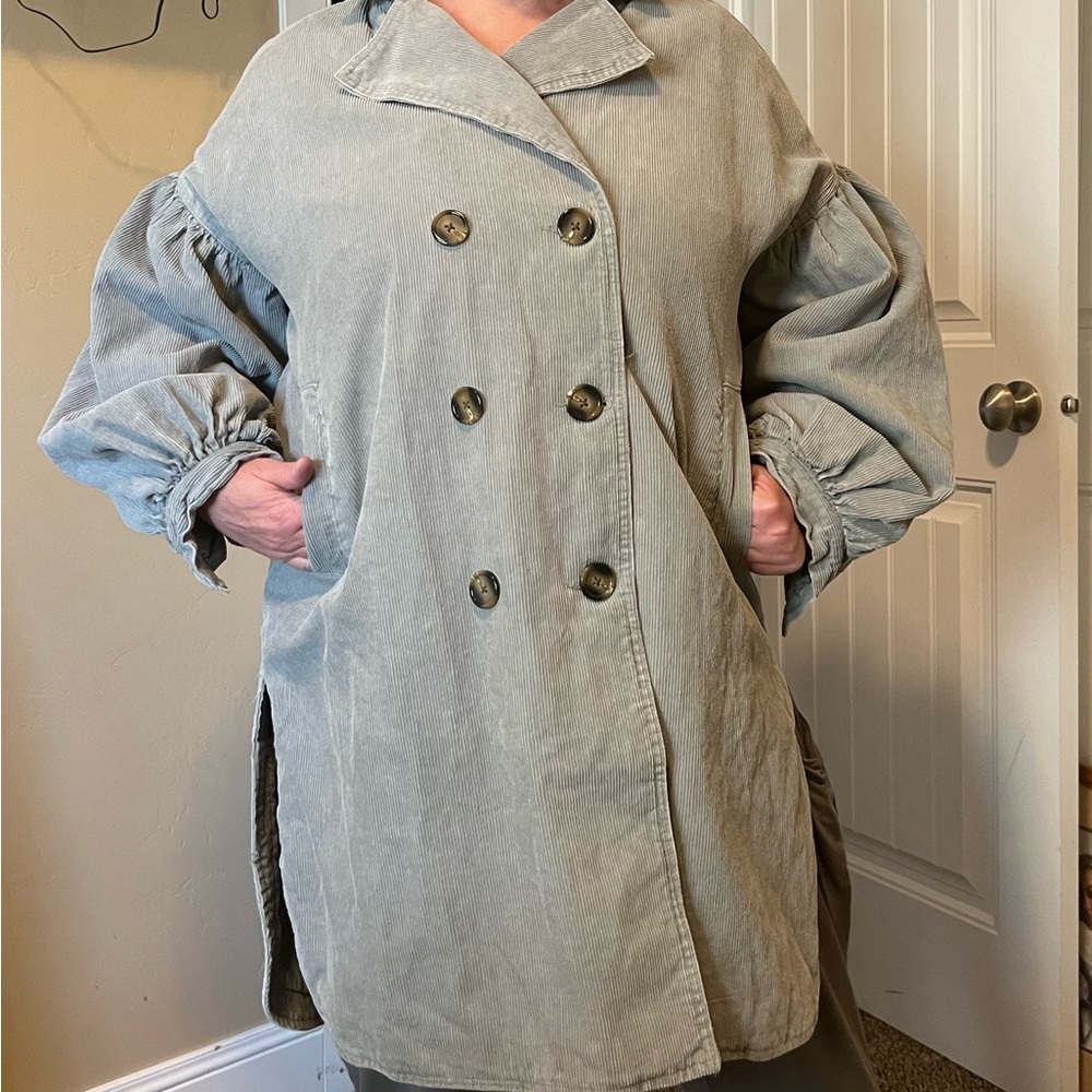 Chelsea and Violet corduroy jacket- balloon sleeve, double breasted, XL